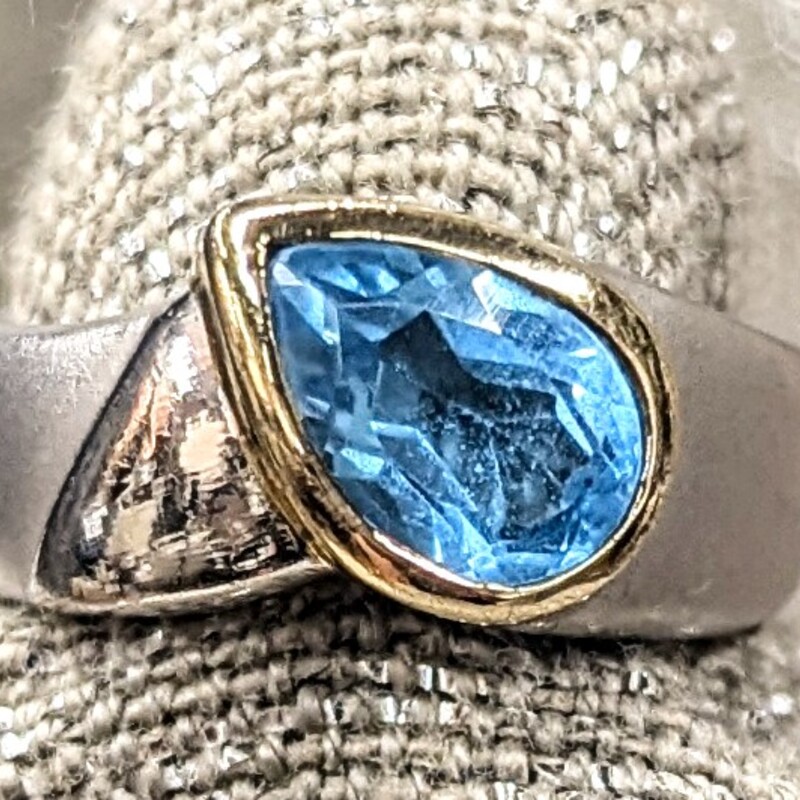 925 Blue Topaz Slant Ring