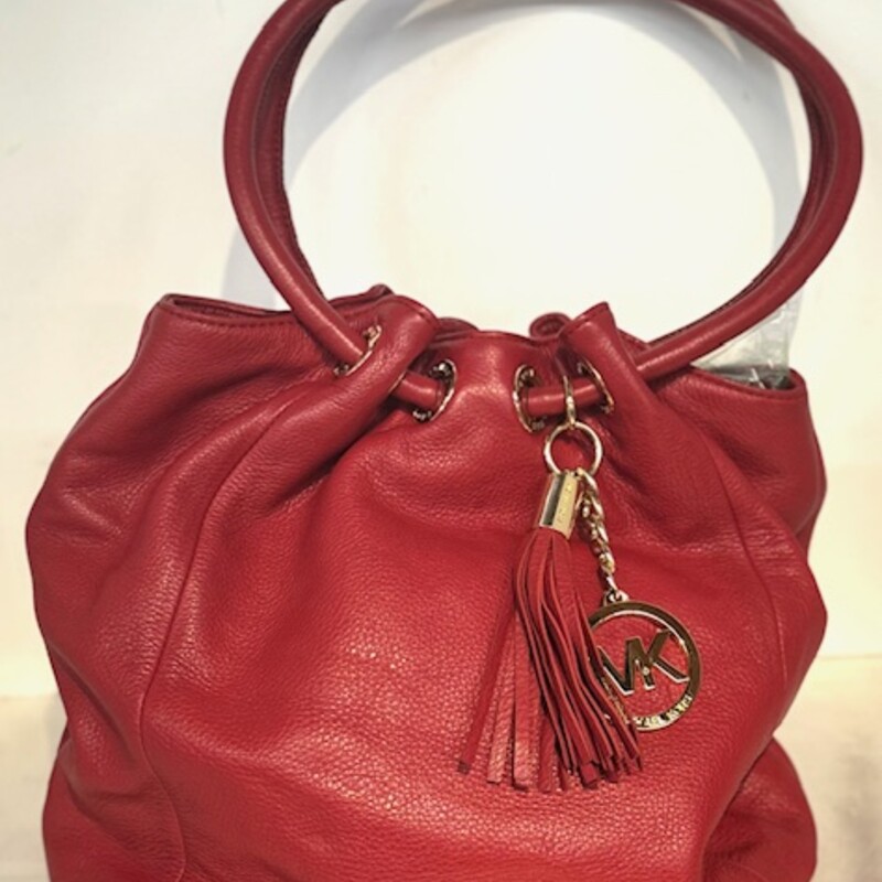 Michael Kors Leather Ring Handle Tote
Red Gold
Size: 14 x 12H