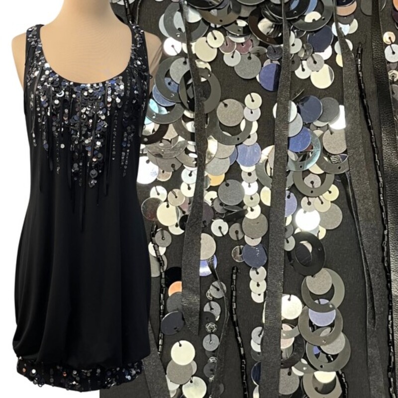 Sue Wong Sequin Dress
Sleeveless with Sequin and Fringe Detail
Color: Black
Size: 6
Perfect for that Holiday Party!