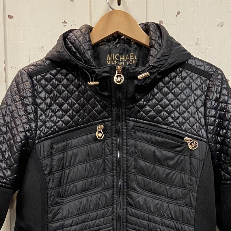 Blk Quilted Coat<br />
Black<br />
Size: Large