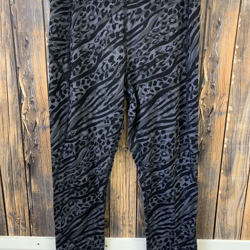 PINK Gray Animal Print Leggings, Size: M