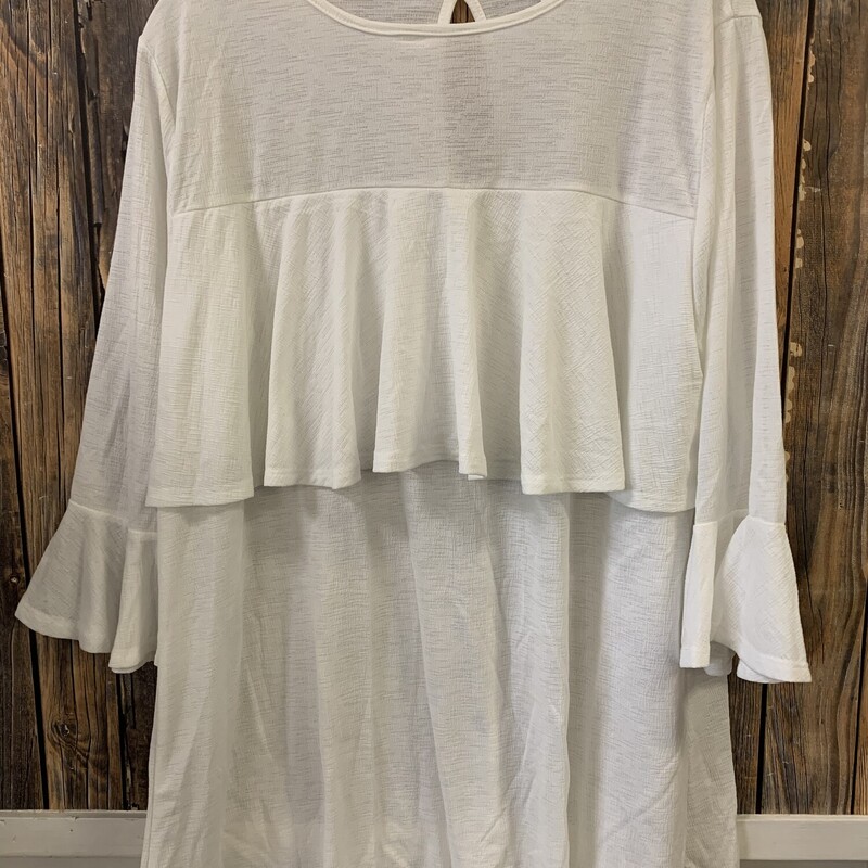 White Ruffle Shirt, Size: 1XL