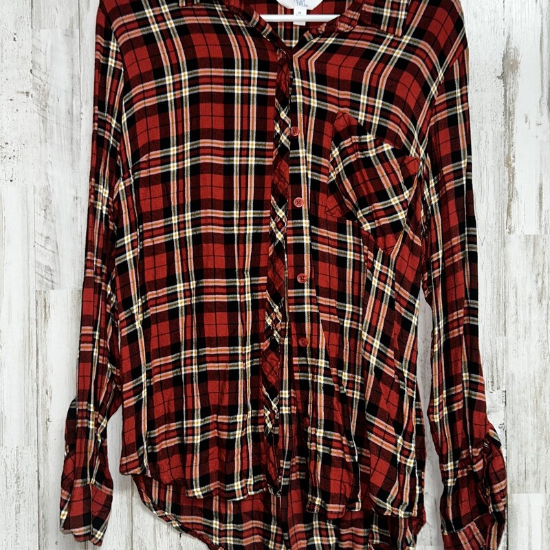 M Red Plaid Button Up