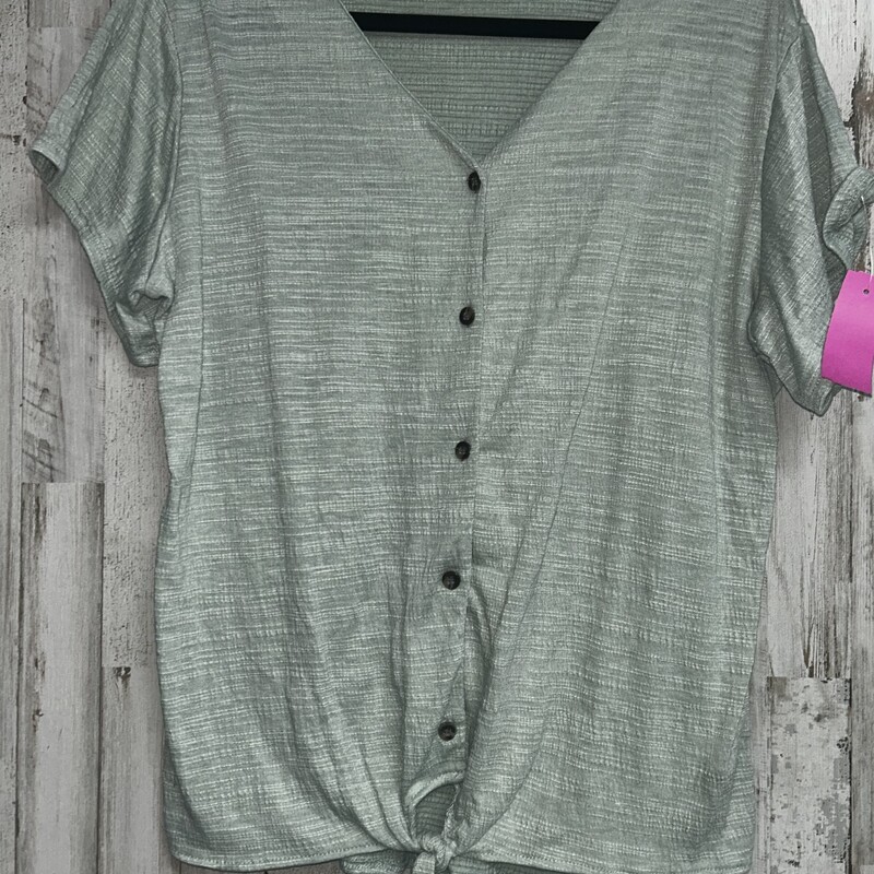 XL Sage Button Knot Top