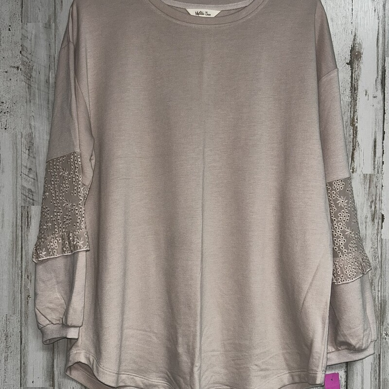 M Beige Eyelit Sleeve Top