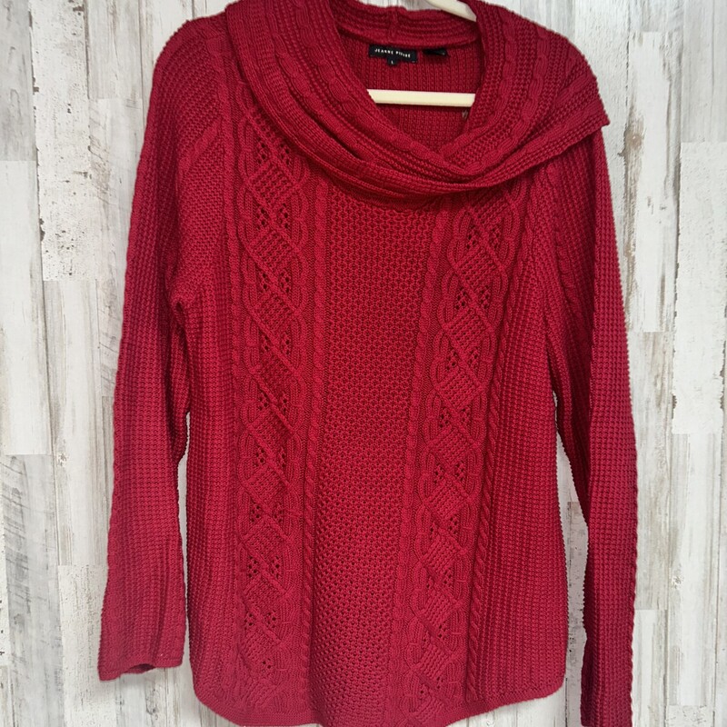 L Red Cowl Knit Sweater