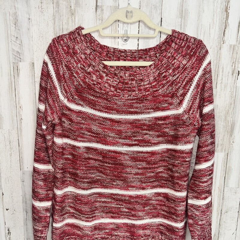 M Red Stripe Knit Sweater, Red, Size: Ladies M