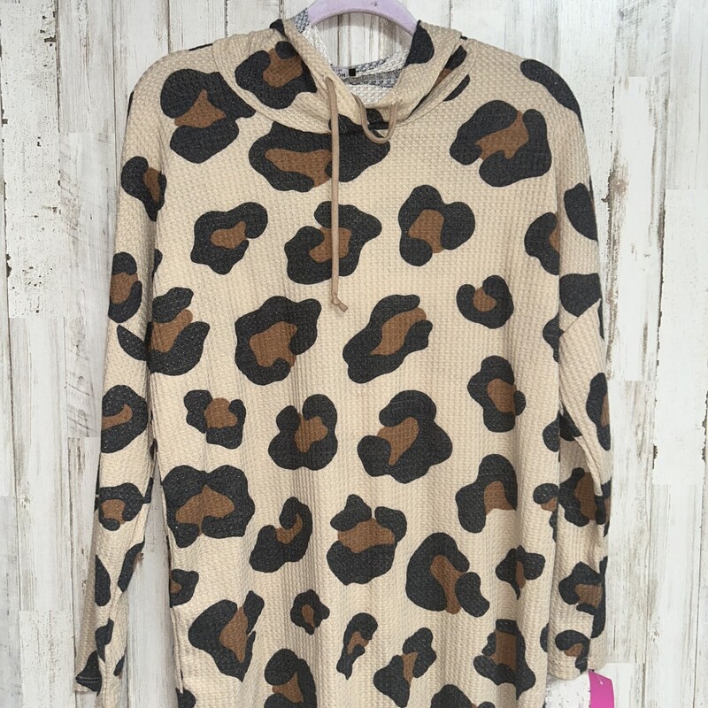 S Tan Leopard Waffle Top