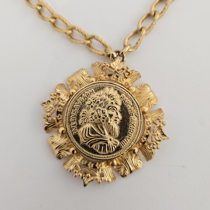 Napier Coin Medallion, Gold, Size: Vintage