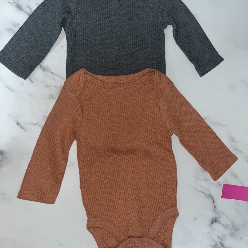 3/6M 2pk Waffle Onesie