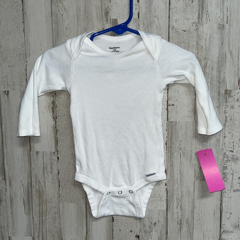 6/9M White Onesie, White, Size: Boy 0-9m