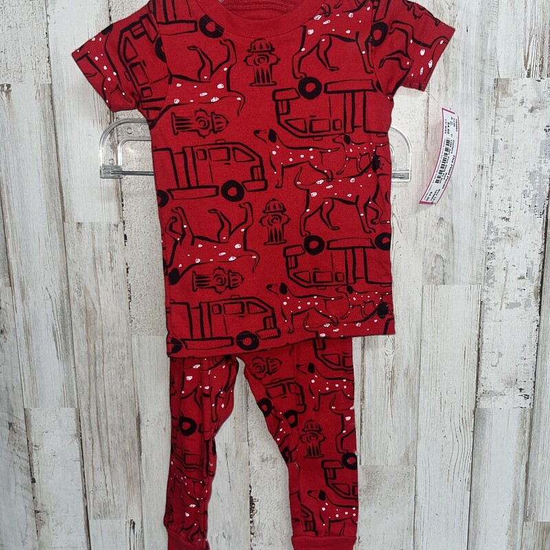 12M 2pc Fire Dog Pj Set, Red, Size: Boy 12-24m