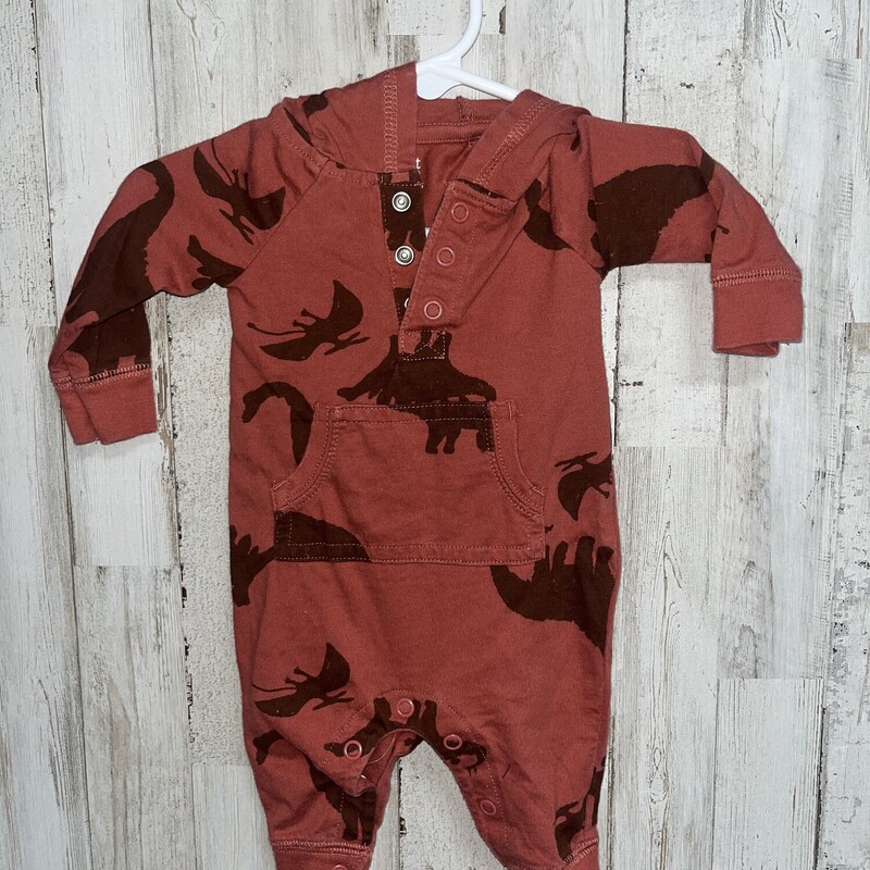 NB Red Dino Hooded Romper