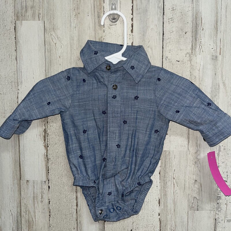 NB Chambray Printed Bubbl, Blue, Size: Boy 0-9m