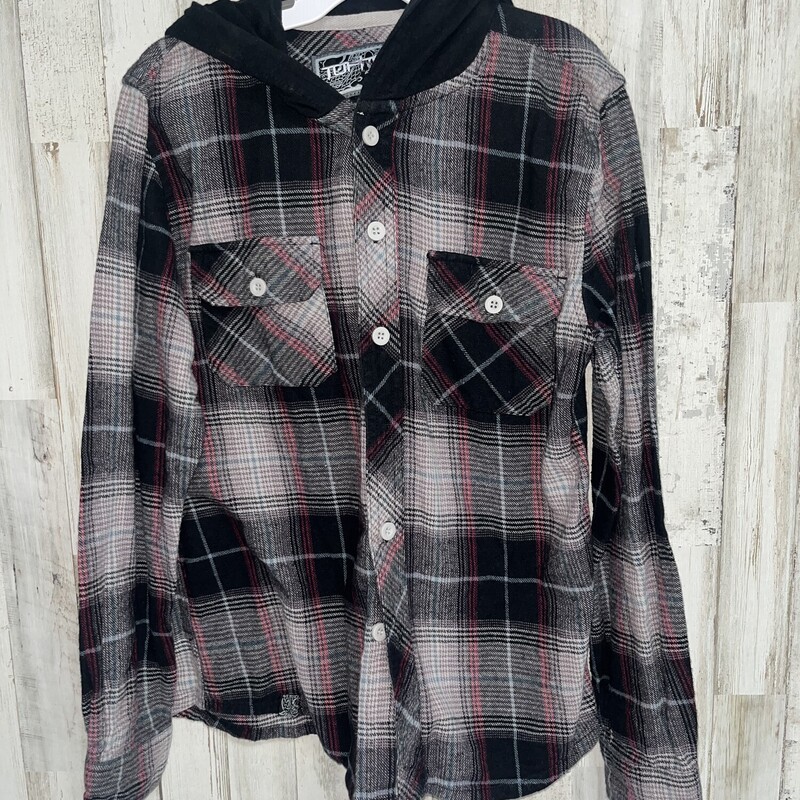 7/8 Black Hooded Flannel, Black, Size: Boy 5-8