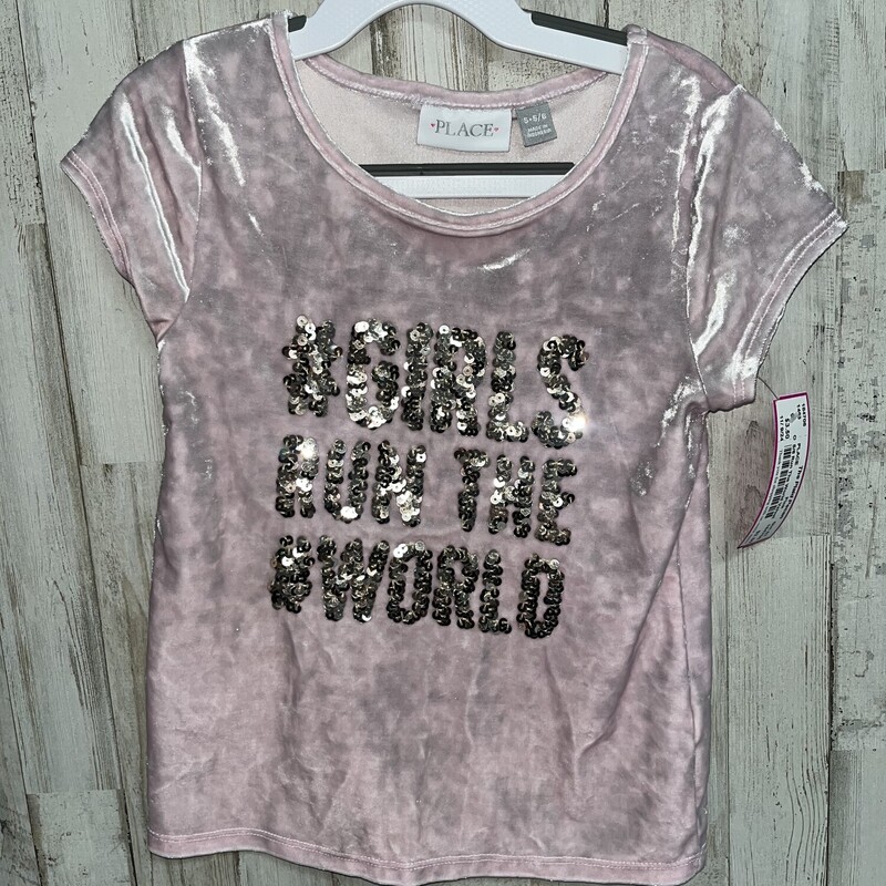 5/6 Run The World Velvet, Pink, Size: Girl 5T