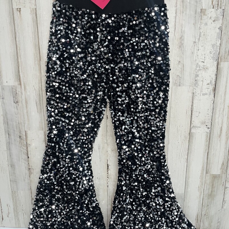 6/7 Black Sequin Flares, Black, Size: Girl 6/6x