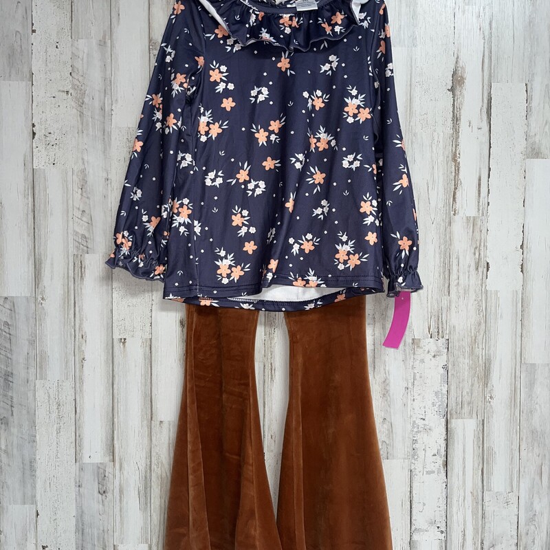 7/8 2pc Grey Floral Print, Grey, Size: Girl 7/8