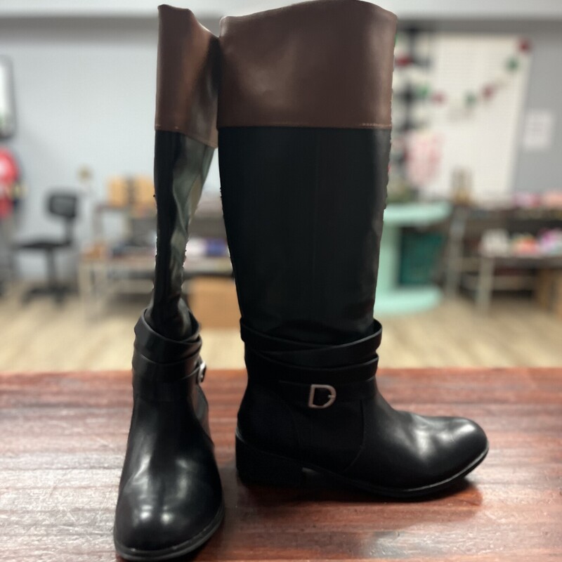 7.5 Black/brn Riding Boot