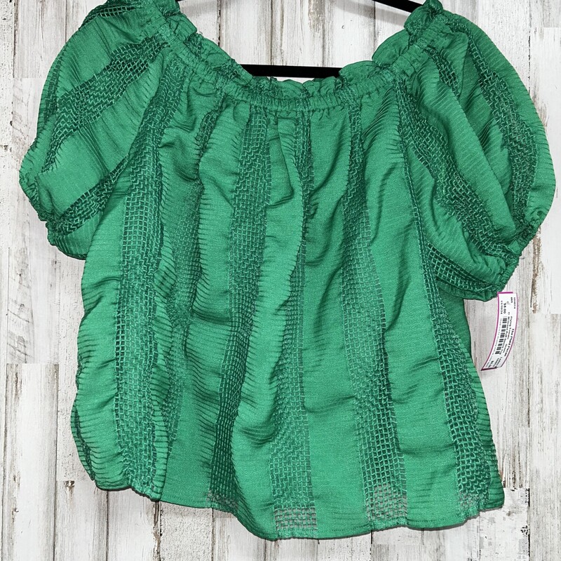 M Green Puff Sleeve Top