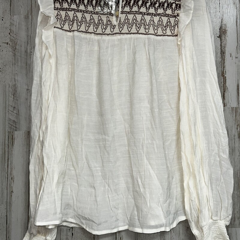 NEW L Ivory Smocked Top