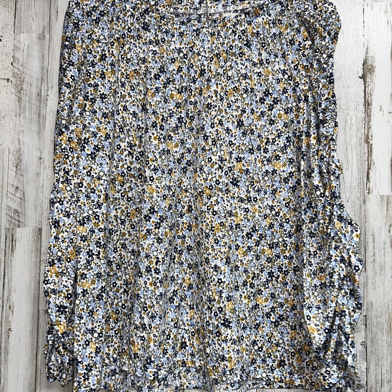 XL Blue/yellow Floral Top