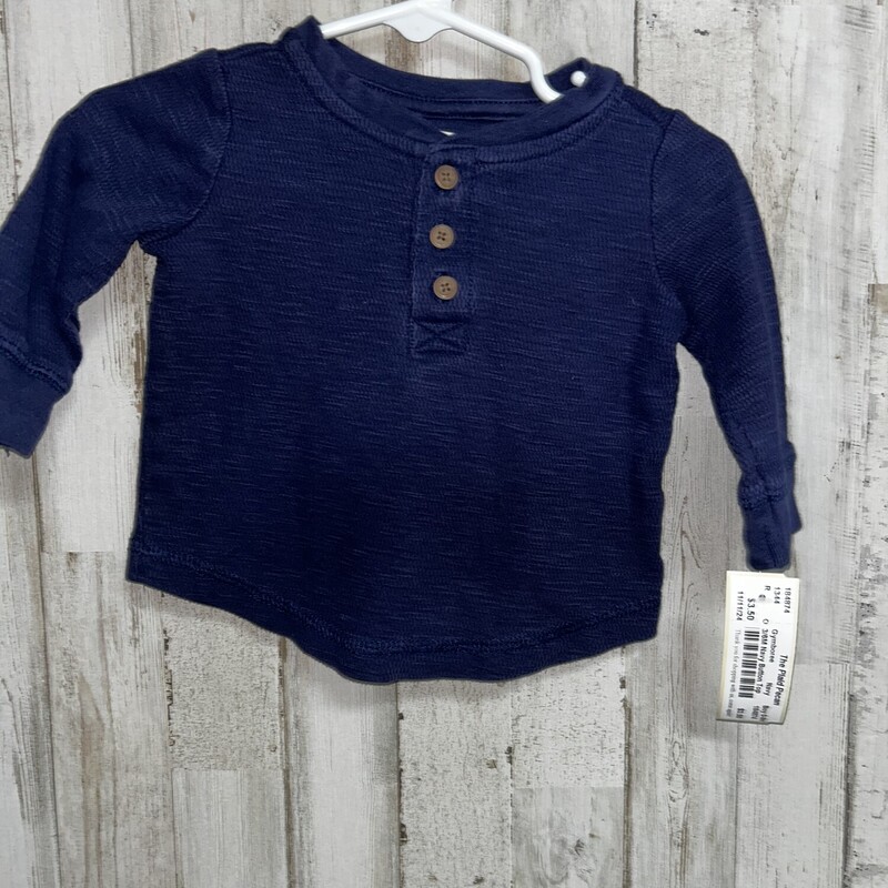 3/6M Navy Button Top