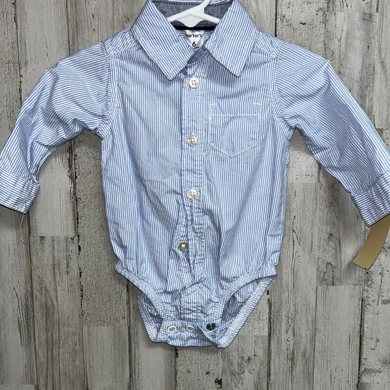 6M Blue Stripe Button Up