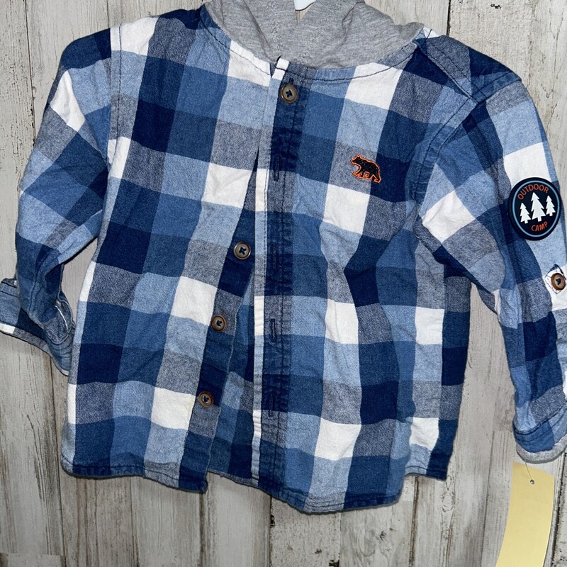 18M Blue Hooded Flannel