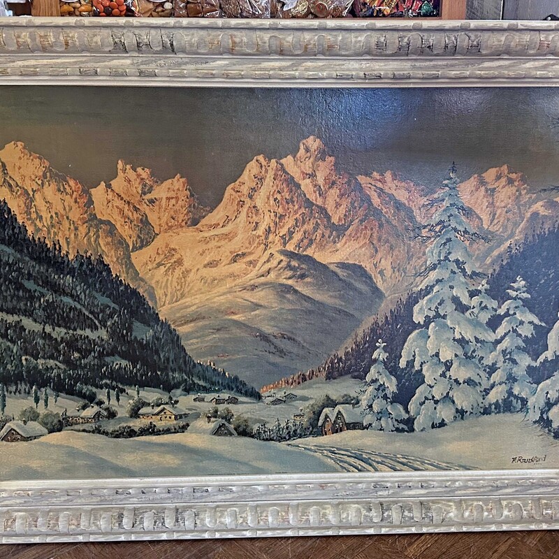 Alpine Sunset Lithograph by A. Ransford
42 In x 30.5 In.
Beautiful Frame!