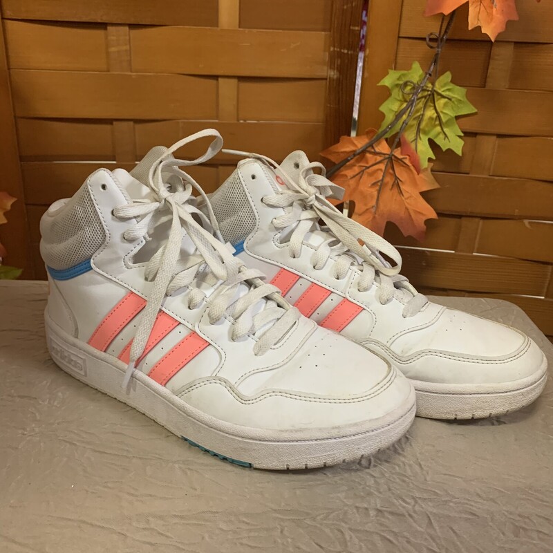 White/pink/blue Adidas