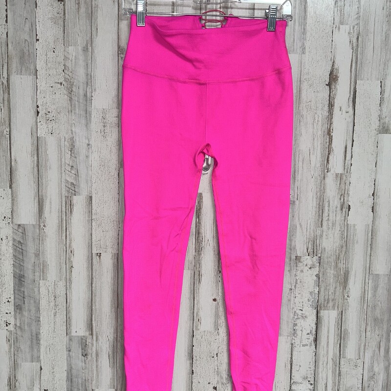 M Neon Pink Ribbed Leggin, Pink, Size: Ladies M