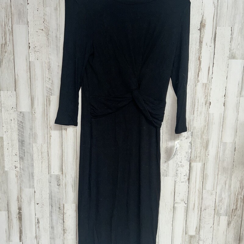 S Black Ribbed Knot Dress