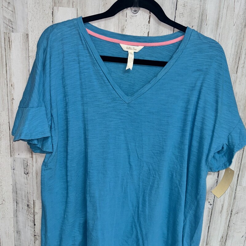 XL Blue Ruffle Sleeve Tee