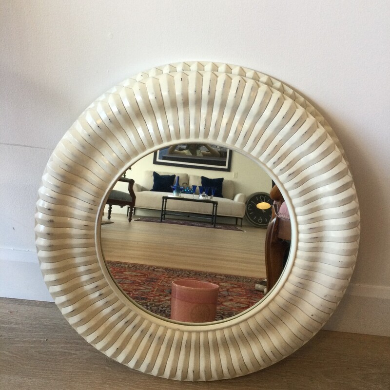 Round Mirror,
Cream,
Size: 21.5 In