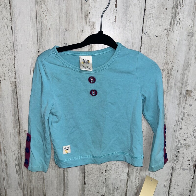 18M Blue Button Top