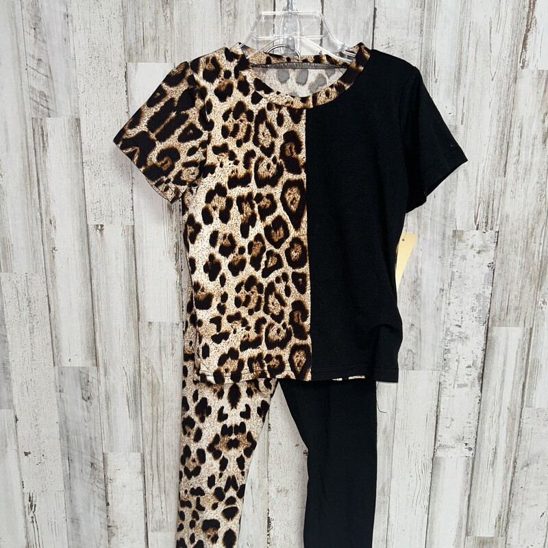 4 Cheetah Colorblock 2pc, Black, Size: Girl 4T