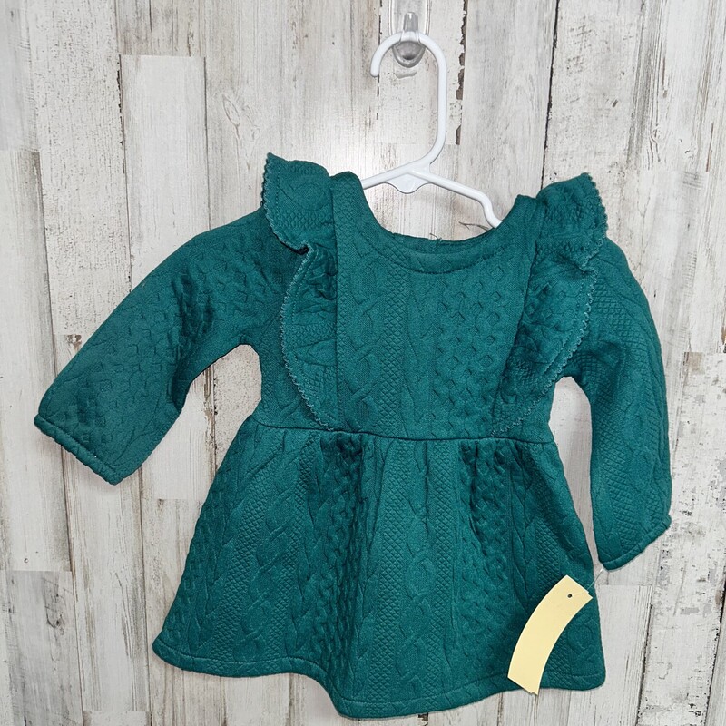 3/6M Green Textured Dress, Green, Size: Girl NB-3m