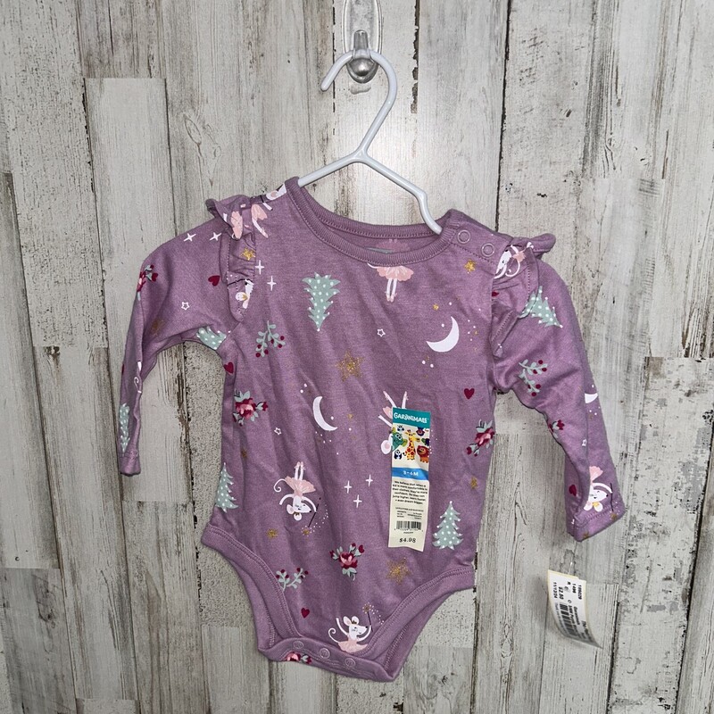 3/6M Purple Mouse Onesie, Purple, Size: Girl NB-3m