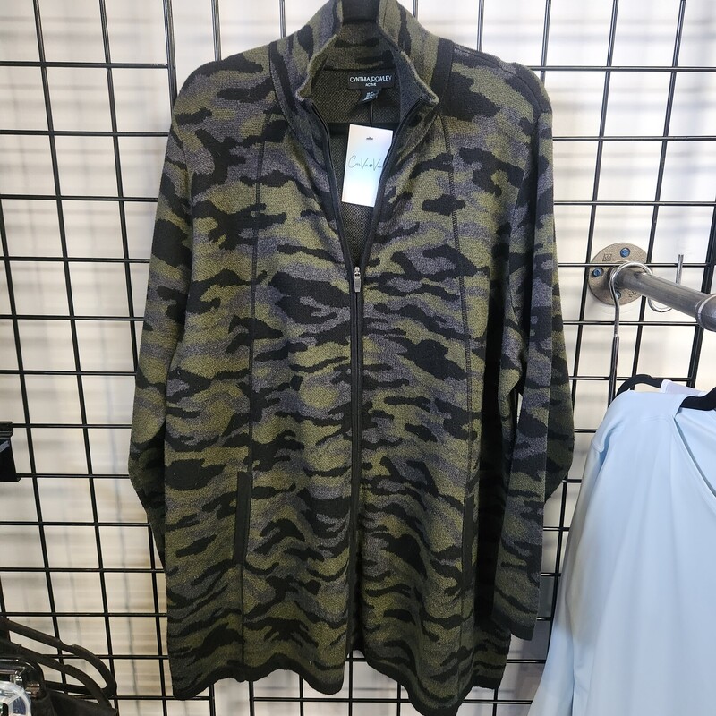 Cynthia Rowley Sweater, Army, Size: 3X