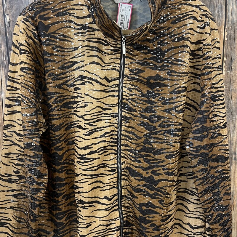 Gold-Blk Animal Print Jacket, Gold-blk, Size: XL