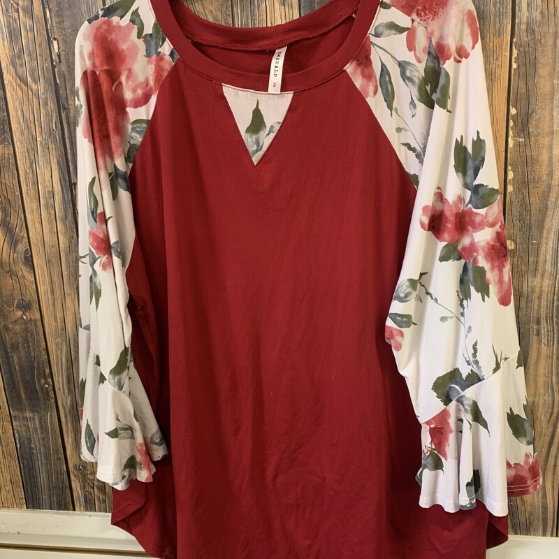 Maroon W Roses Shirt, Size: 3XL