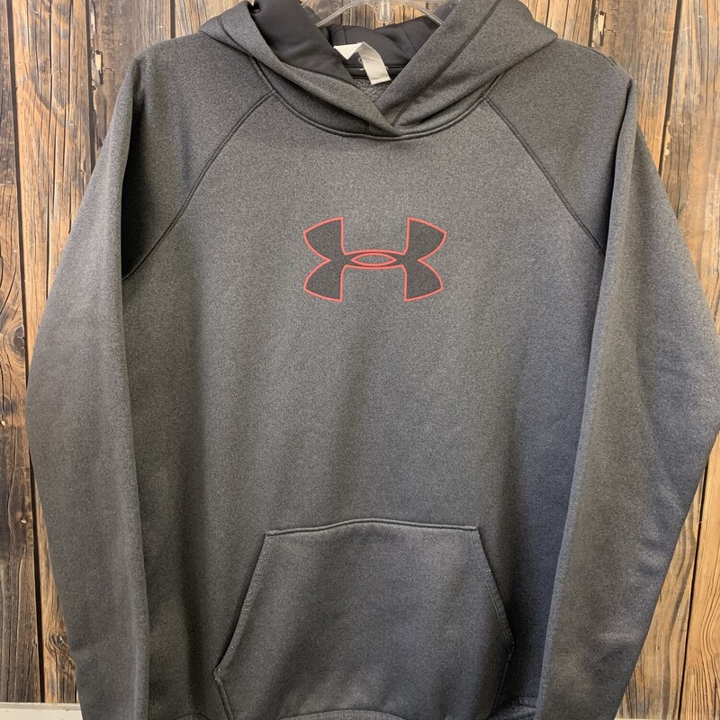 Gray Red UA Hoodie, Size: M