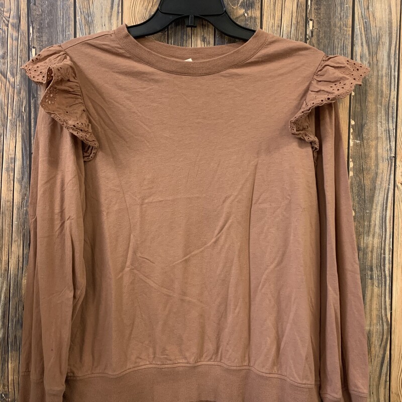 Brown Ruffle Shirt, Size: L