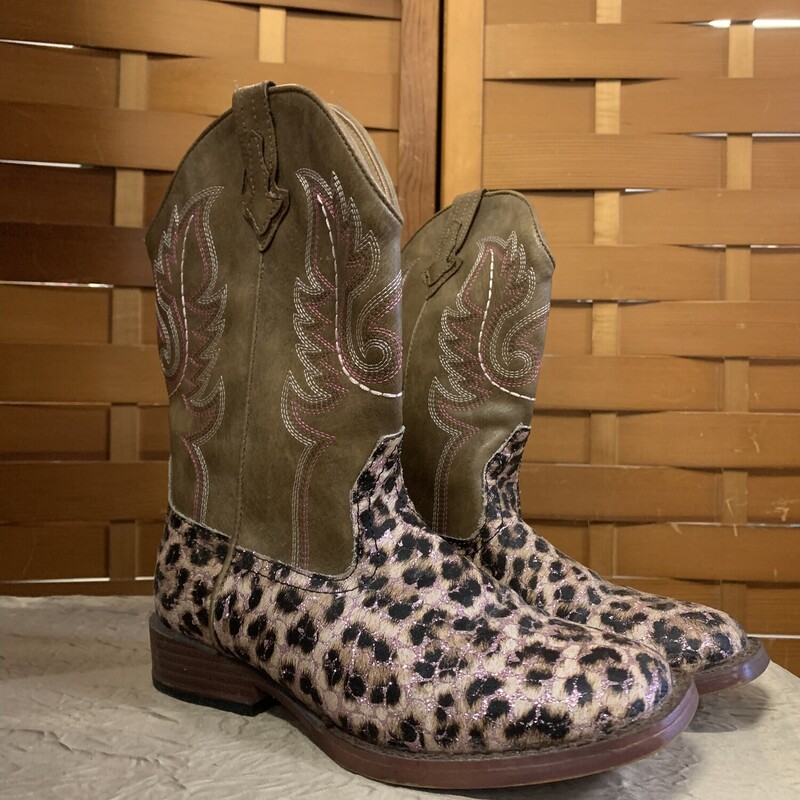 Leopard Print Roper Boots, Size: 3