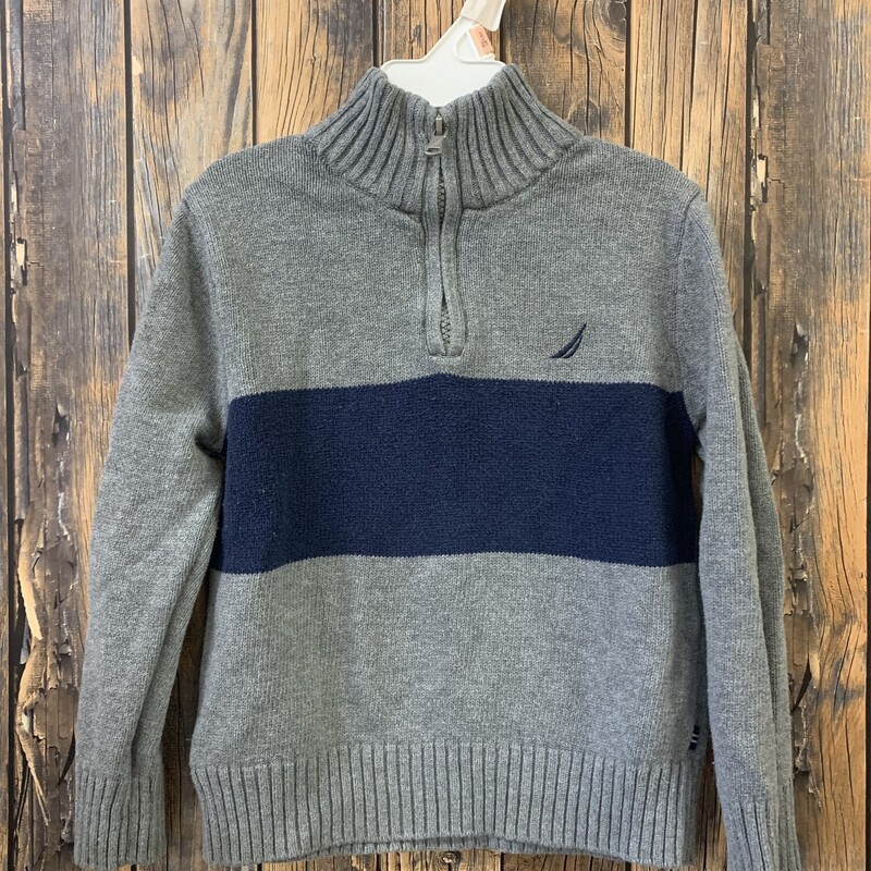 Blue/gray Halfzip Sweater, Size: S 4