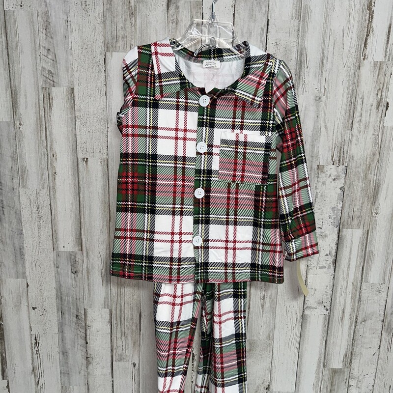 4T 2pc Green Plaid Pjs, Green, Size: Girl 4T