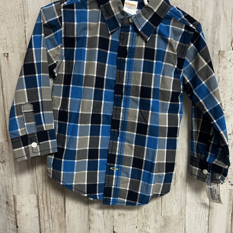 2T Blue Plaid Button Up