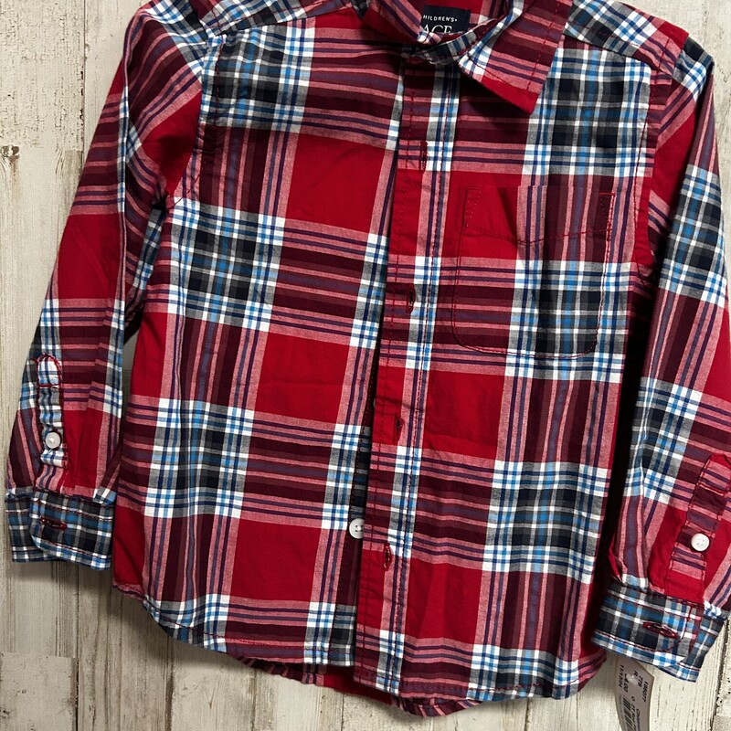 2T Red Plaid Button Up, Red, Size: Boy 2T-4T