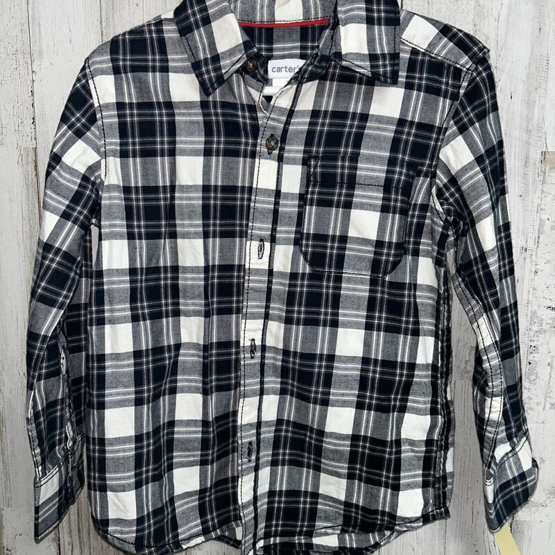 3T Black Plaid Button Up